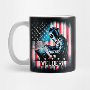 Welding Funny Welder Quotes USA American Flag Mug